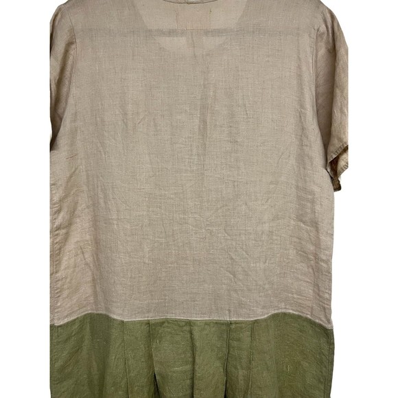 FLAX Short Sleeve Pleat Dress 100% Linen w/Pockets‎ Long Women’s Small - Picture 4 of 8